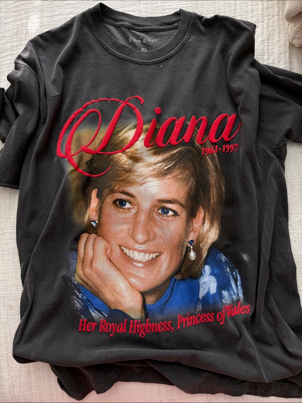 Diana 1961-1997 Black Graphic Tee with Red Script